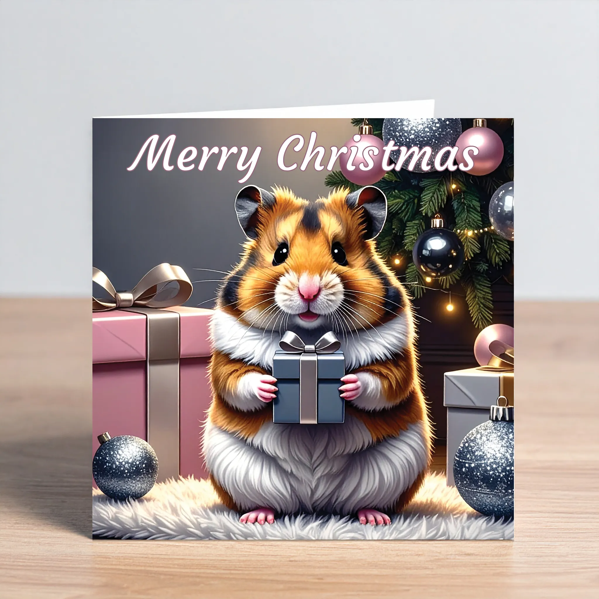 Hamster Holding Gift Christmas Card - Image 2