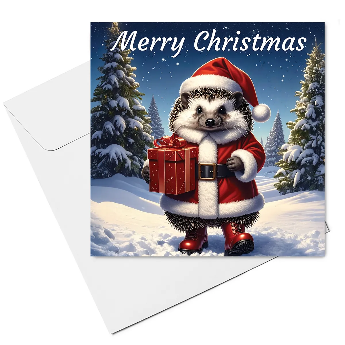 hedgehog christmas card & envelope