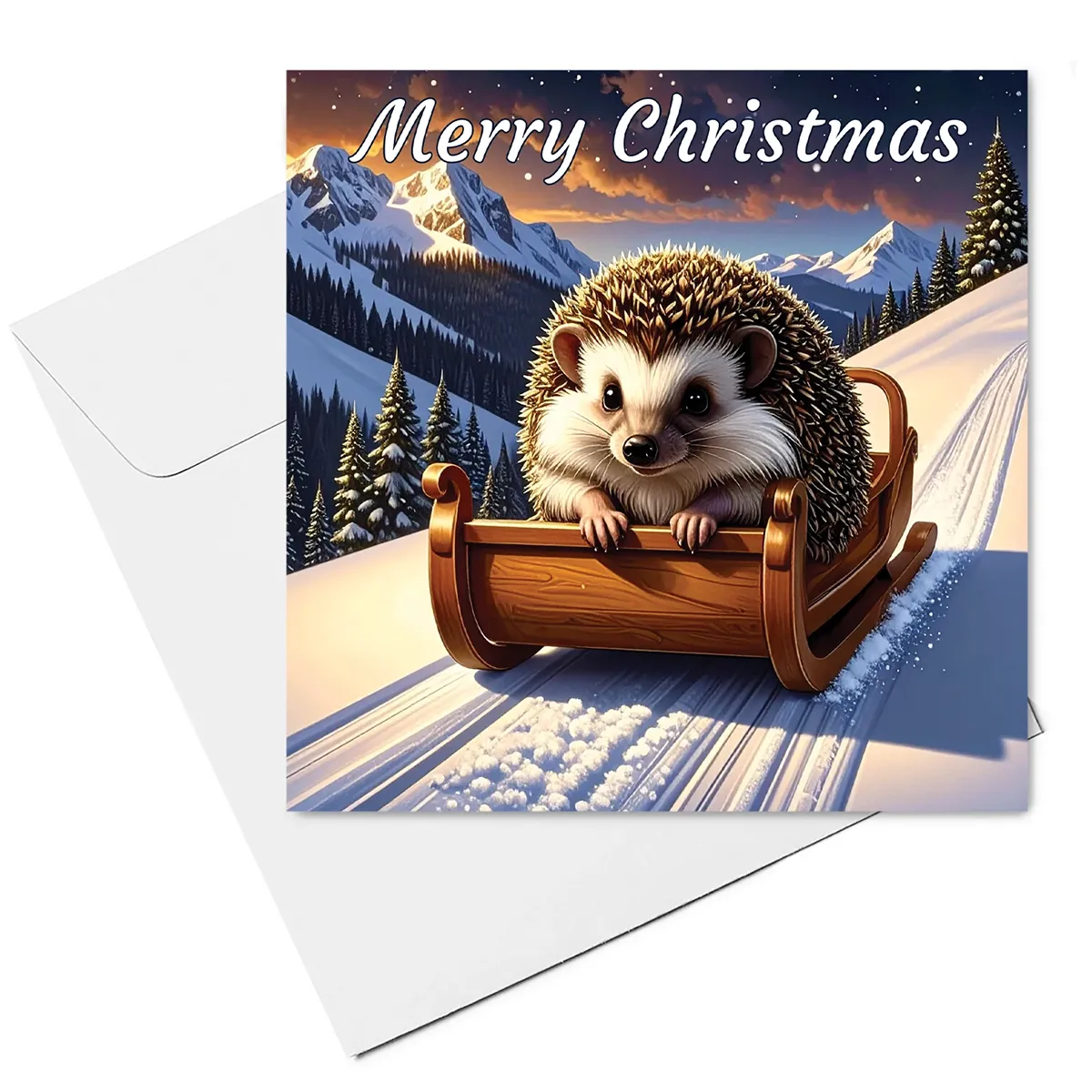 hedgehog christmas card & envelope