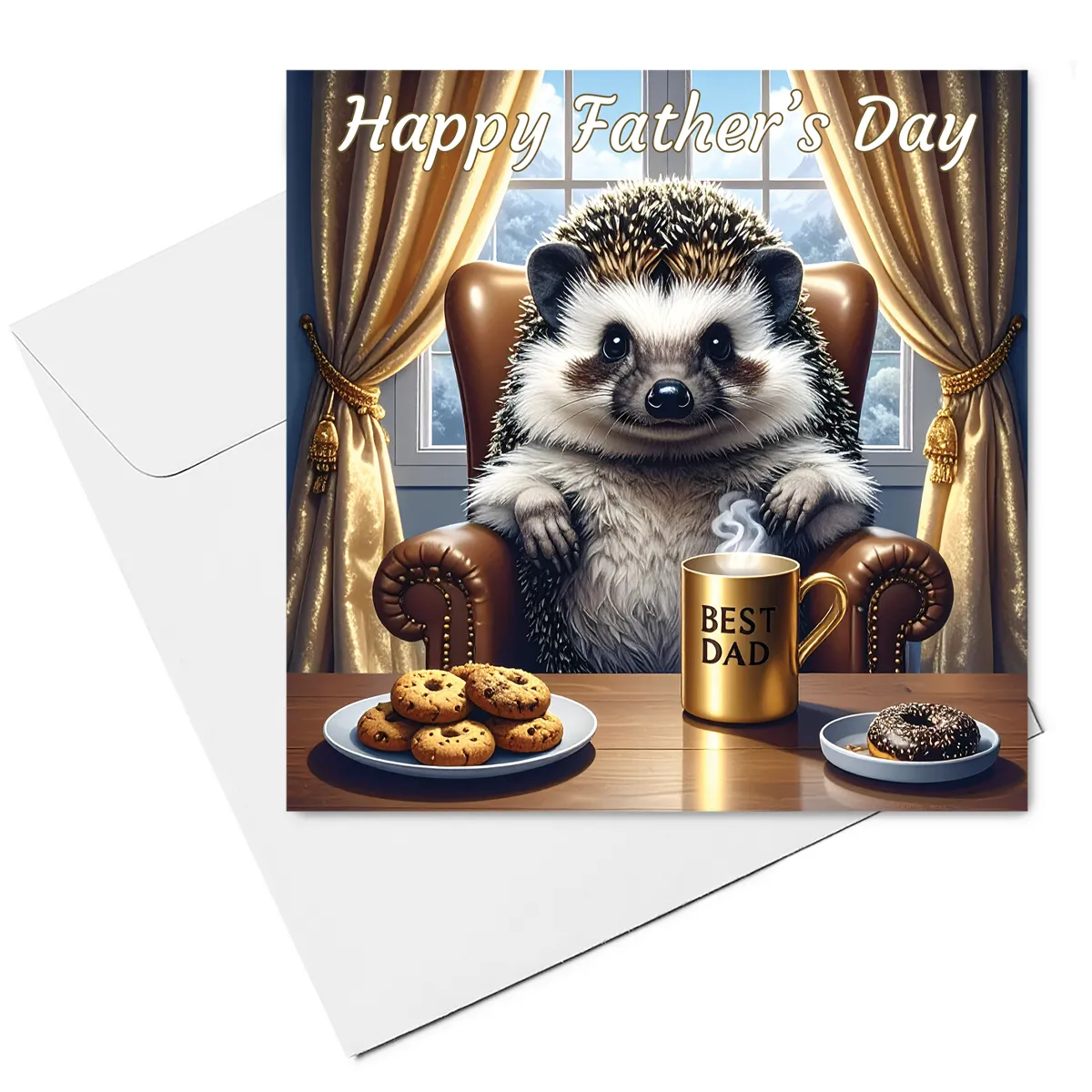 hedgehog fathers day card & envelope