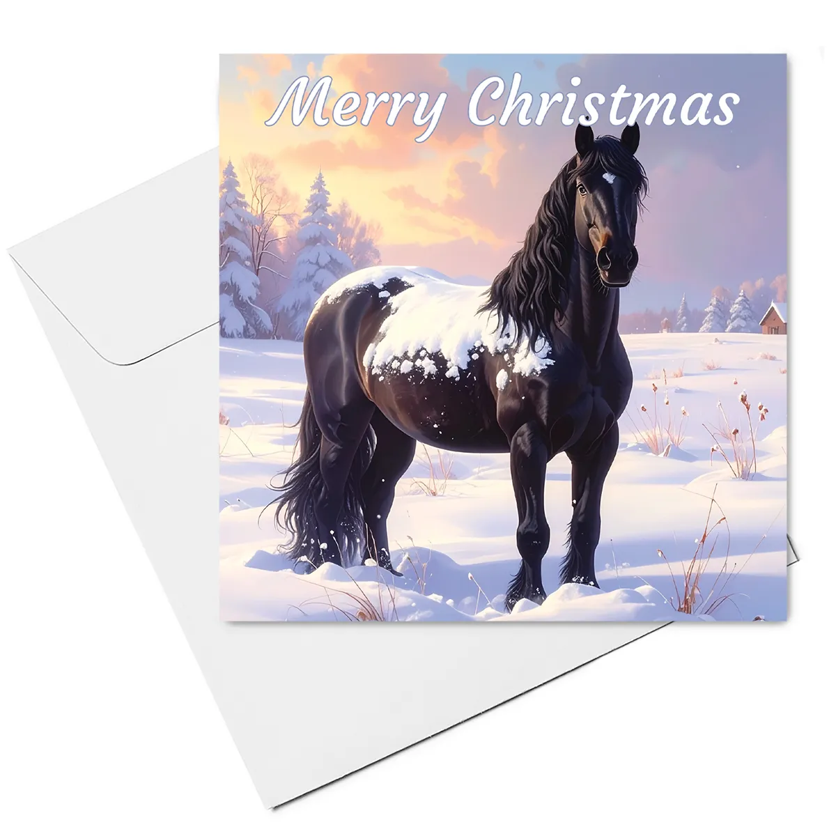horse christmas card with envelope