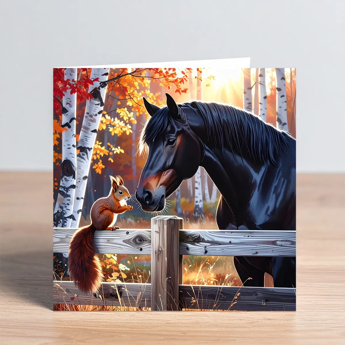 Horse Note Card - Horse & Red Squirrel - Image 2