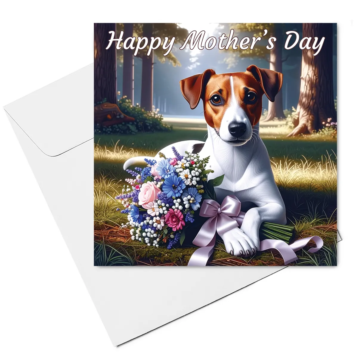 jack russell mothers day card & envelope
