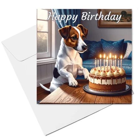 jack russell terrier birthday card & envelope