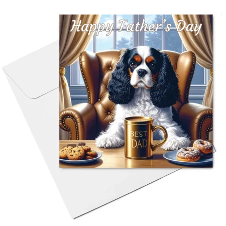 Cavalier king charles spaniel fathers day card & envelope