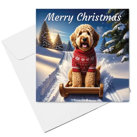 labradoodle christmas card & envelope