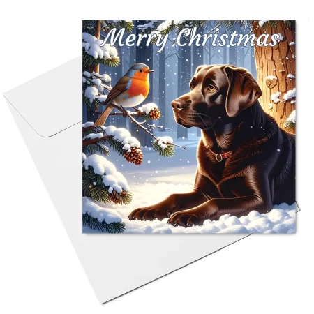 labrador christmas card & envelope