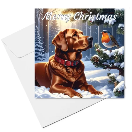 labrador christmas card & envelope