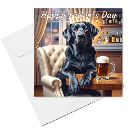 black labrador fathers day card & envelope