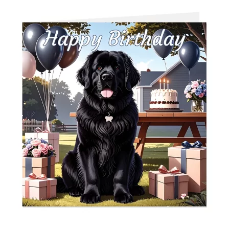 Newfoundland Birthday Card - Garden Birthday Party