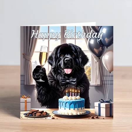 newfoundland champagne birthday card