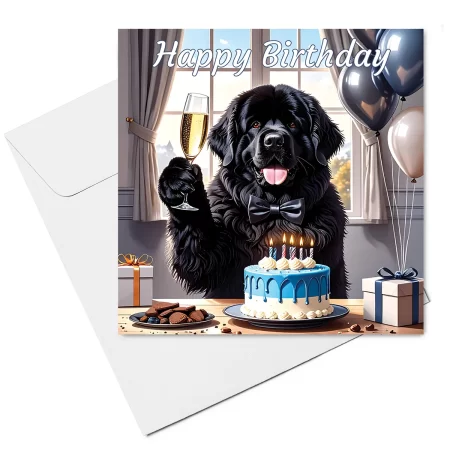 newfoundland champagne birthday card with envelope