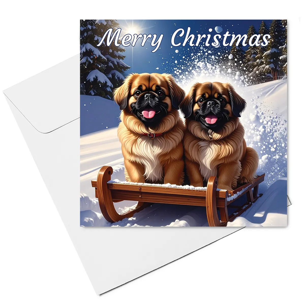 pekingese christmas card & envelope