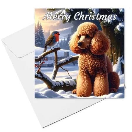 poodle christmas card & envelope