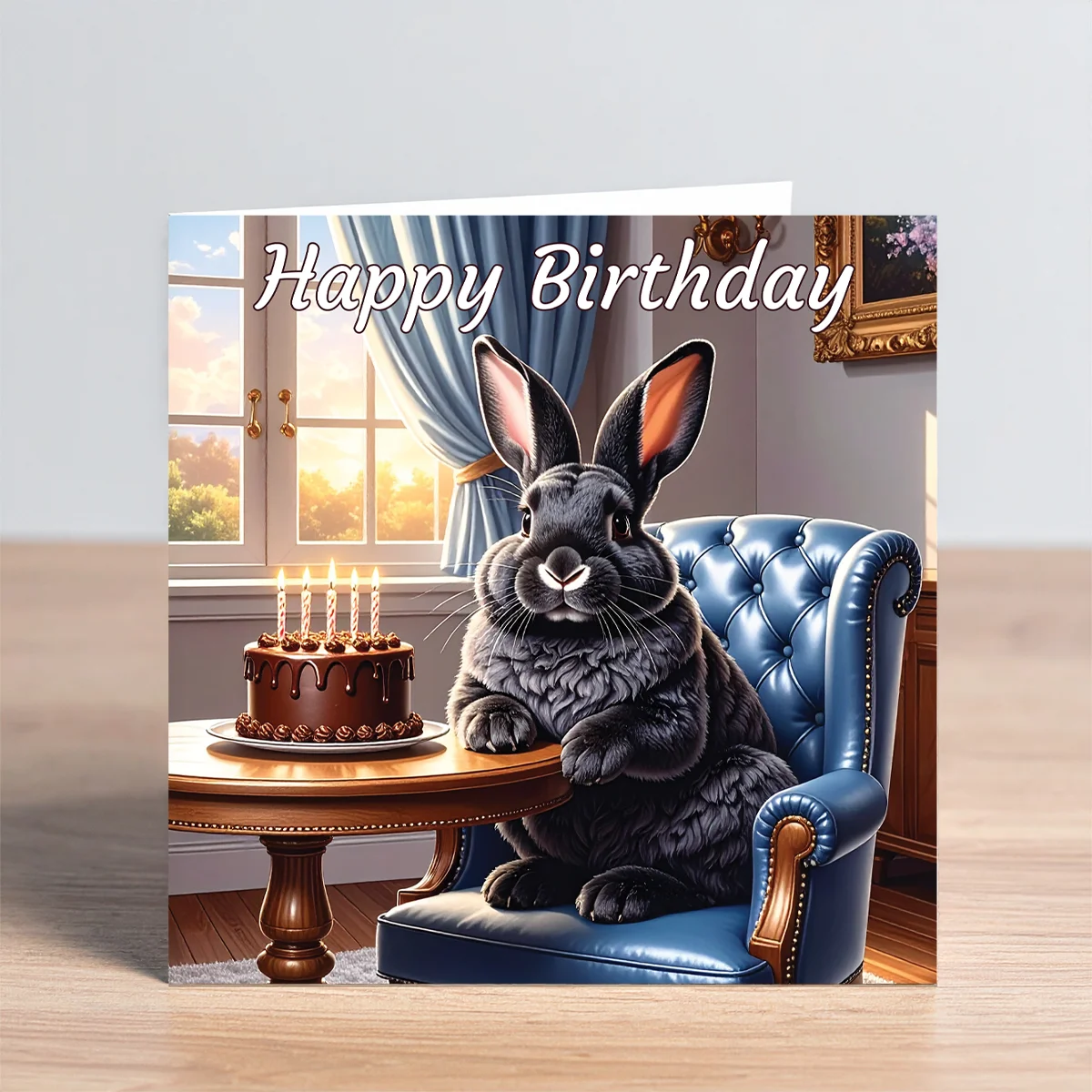 black rabbit birthday card