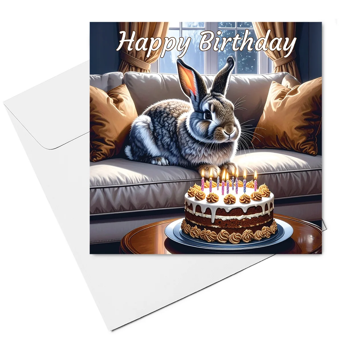 rabbit birthday card & envelope