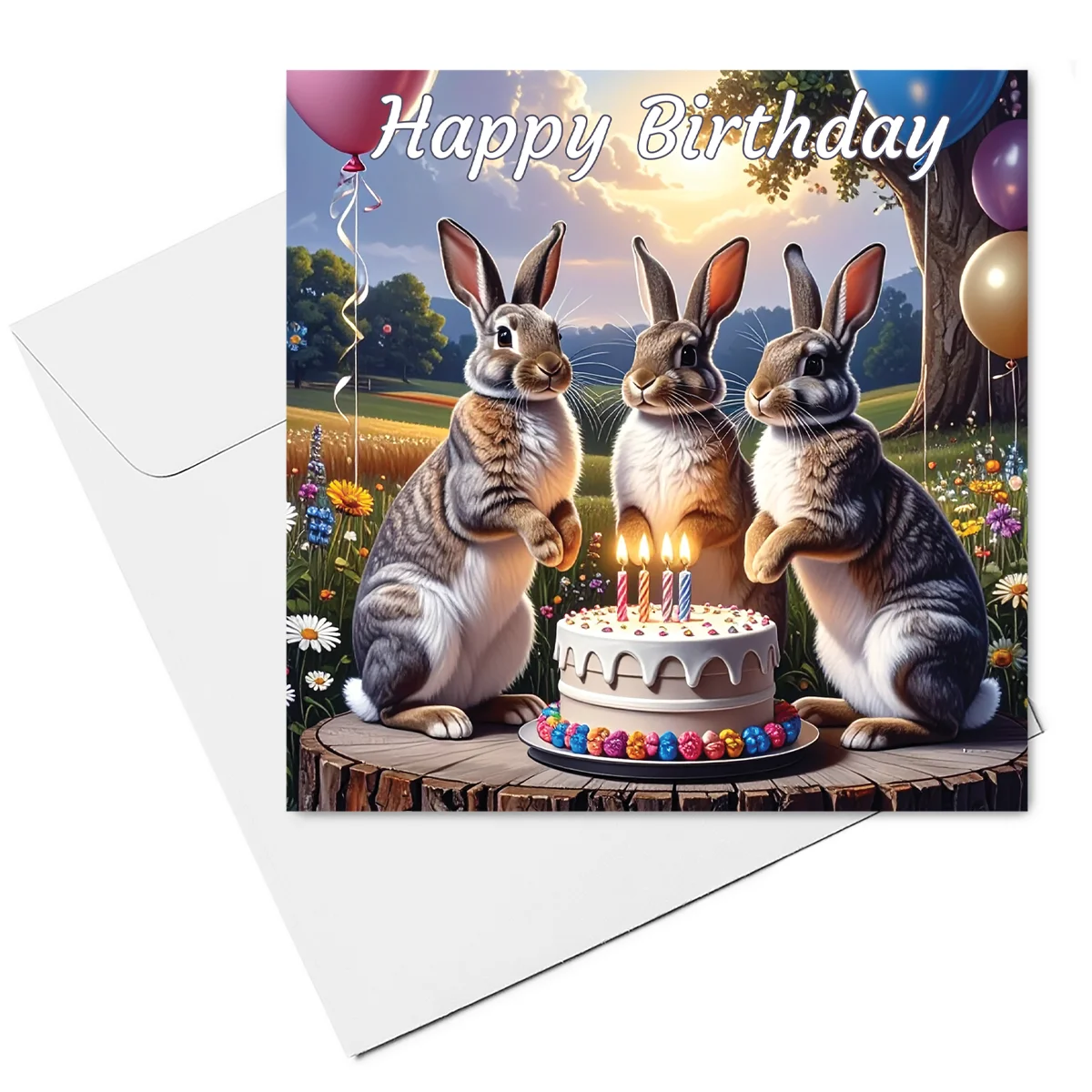 rabbit birthday card & envelope