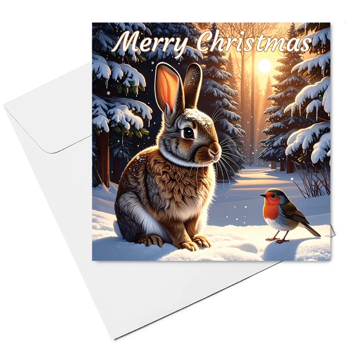 rabbit christmas card & envelope