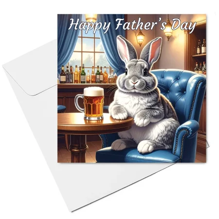 grey rabbit fathers day card & envelope