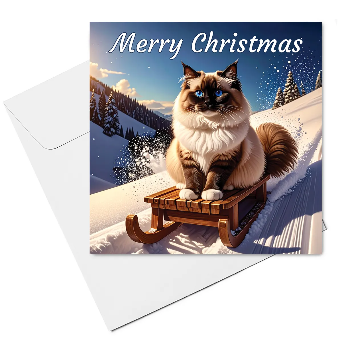 ragdoll cat christmas card & envelope