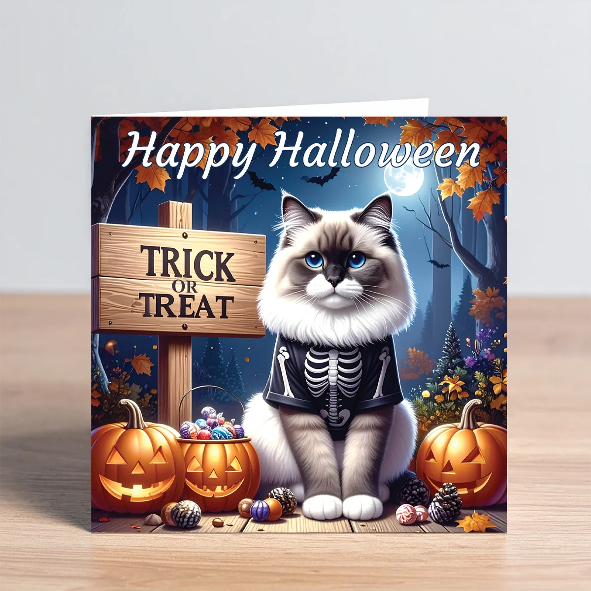 Ragdoll Cat Halloween Card - Cat Trick or Treat - Image 2
