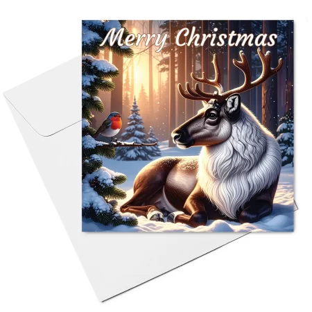 reindeer christmas card & envelope