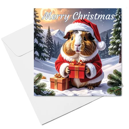 santa guinea pig christmas card with envelope