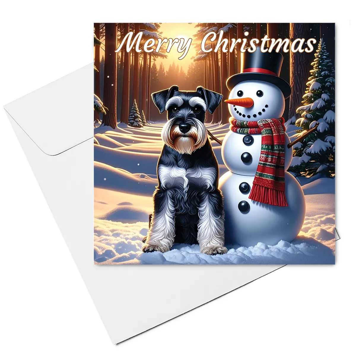 schnauzer christmas card & envelope