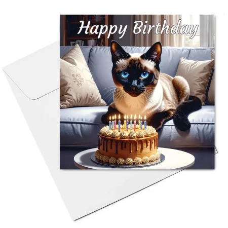 siamese birthday card & envelope
