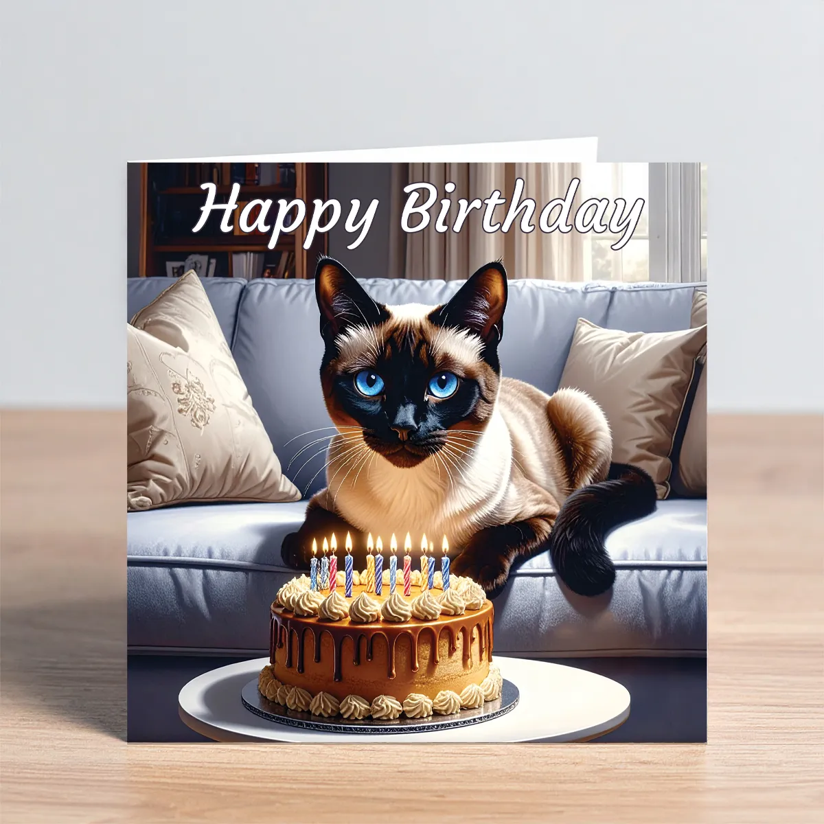 siamese cat birthday card