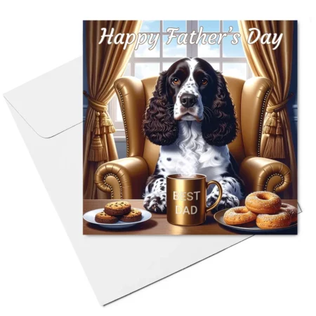 springer spaniel fathers day card & envelope