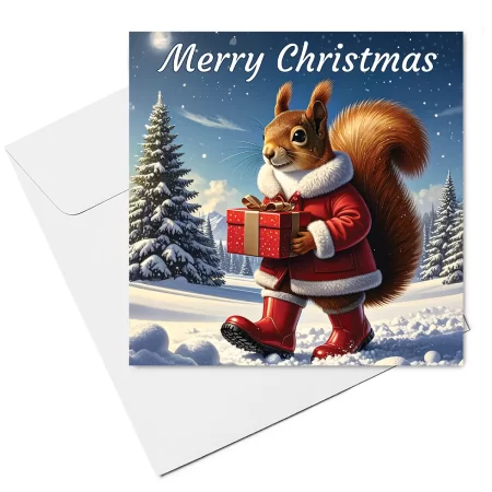 squirrel christmas card & envelope