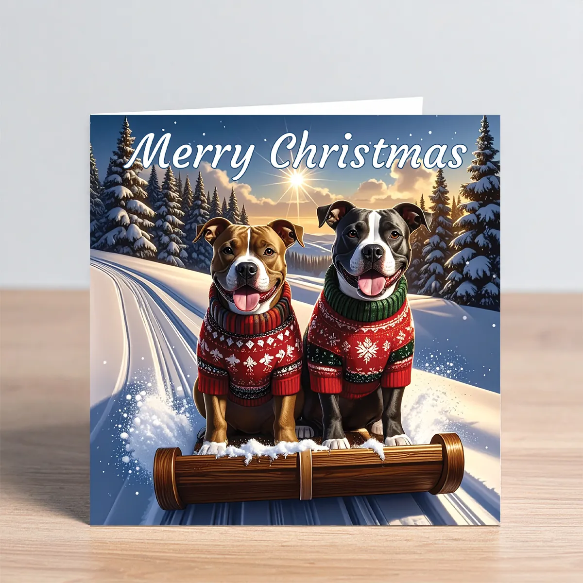 staffordshire bull terrier christmas card