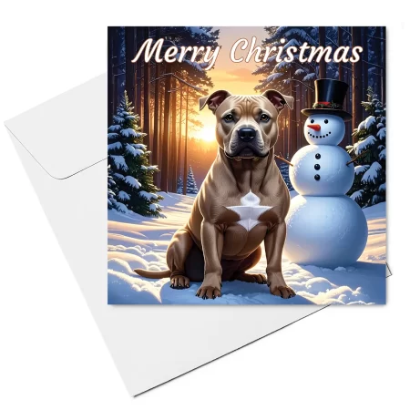 staffordshire bull terrier christmas card & envelope