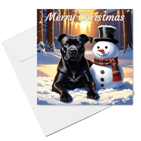 staffordshire bull terrier christmas card & envelope