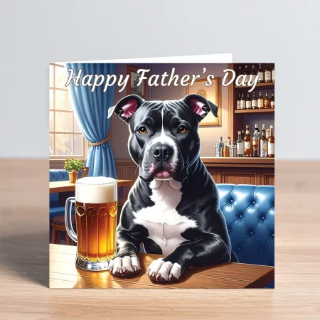black staffordshire bull terrier fathers day card
