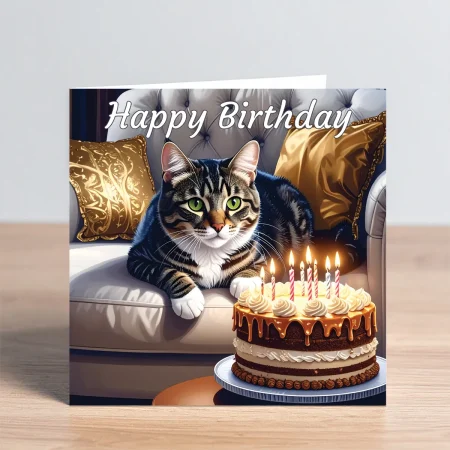 tabby cat birthday card