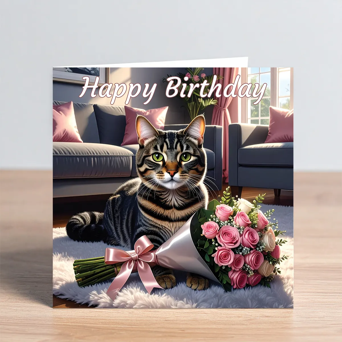 tabby cat birthday card