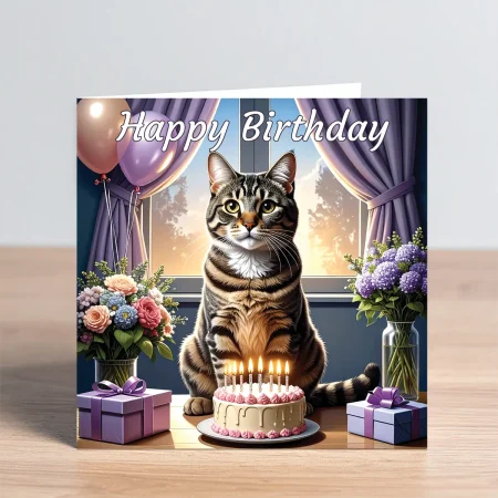 tabby cat birthday card