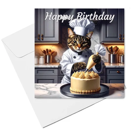 tabby cat birthday card & envelope