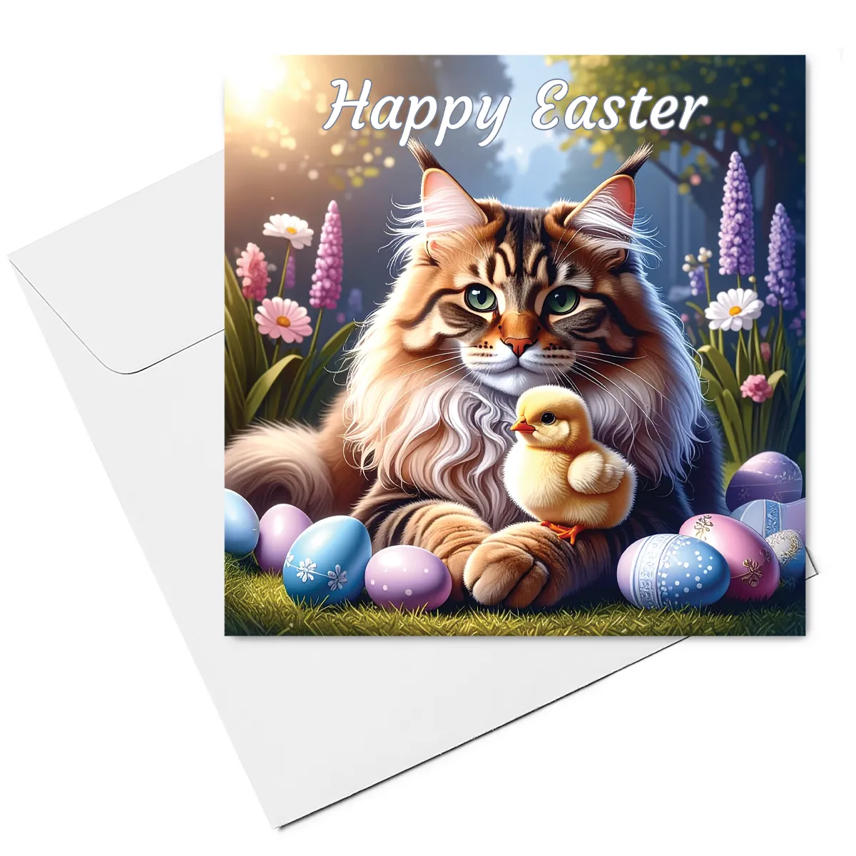 tabby cat easter card & envelope