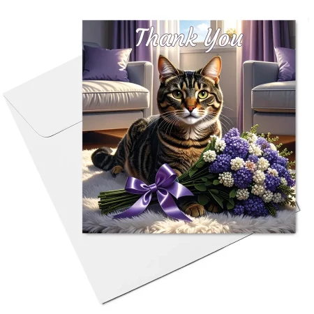 tabby cat thank you card & envelope
