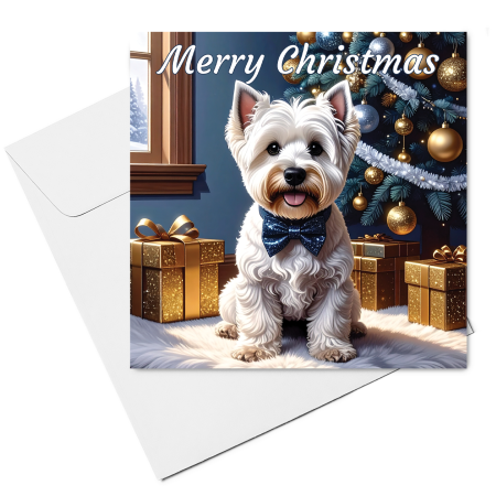 west highland white christmas card & envelope
