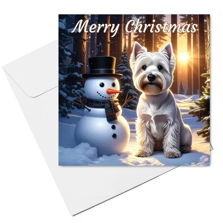 west highland white christmas card & envelope