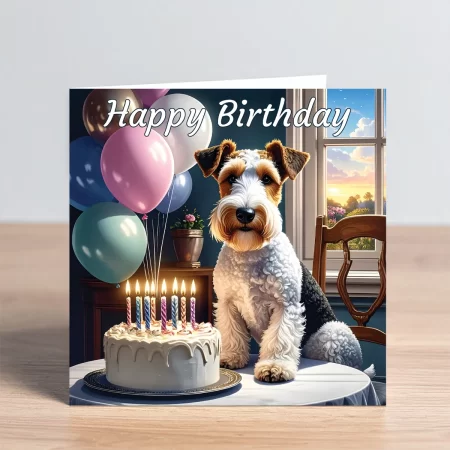 wire hair fox terrier birthday card
