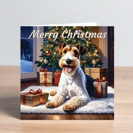wire hair fox terrier christmas card