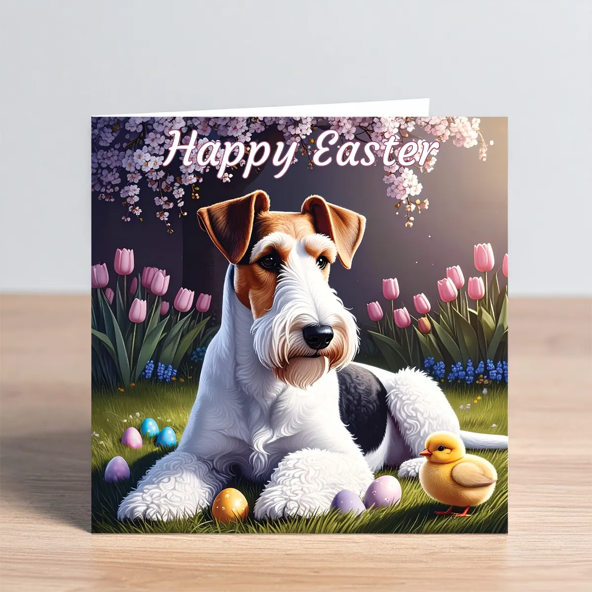 wire hair fox terrier easter card