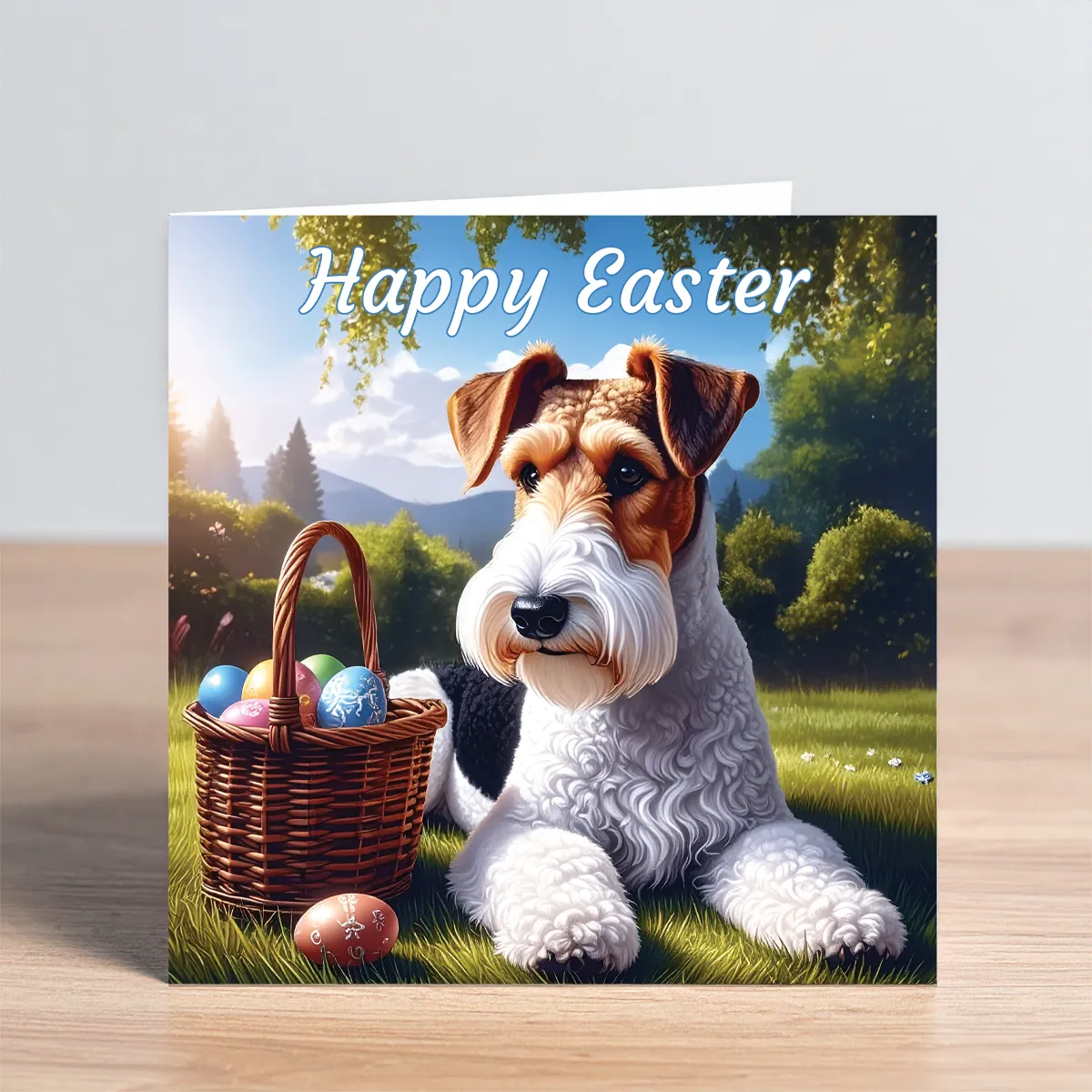 wire hair fox terrier easter card