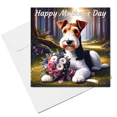 wire hair fox terrier mothers day card & envelope