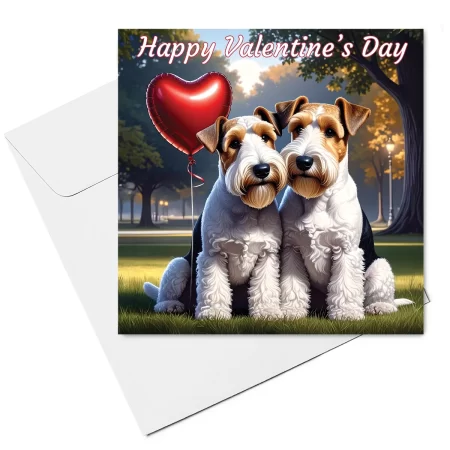 wire hair fox terrier valentine card & envelope
